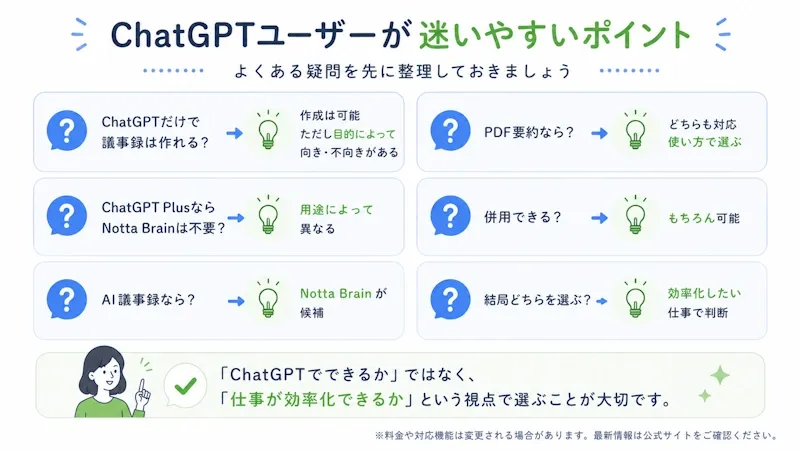 比較で迷いやすい質問の早見表