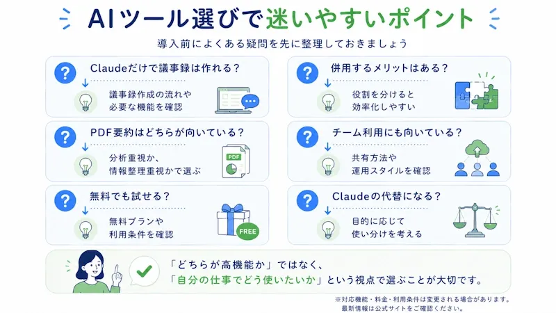 AIツール選びで迷いやすいポイント